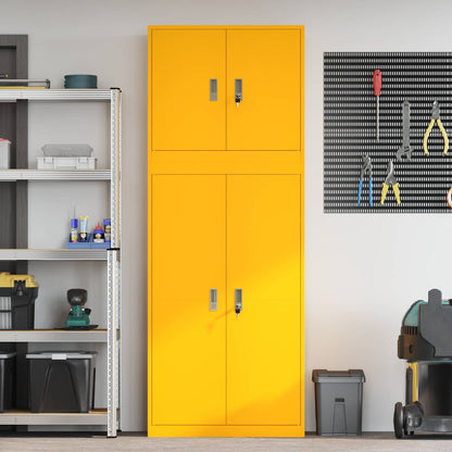 vidaXL Storage Cabinet 2 pcs Mustard Yellow 80 x 40 x 210 cm Steel