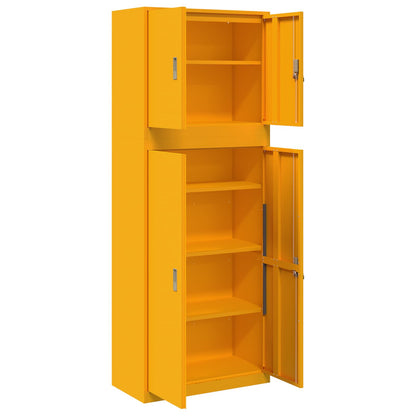 vidaXL Storage Cabinet 2 pcs Mustard Yellow 80 x 40 x 210 cm Steel
