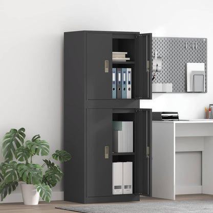 vidaXL Storage Cabinet 2 pcs Black 60 x 40 x 160 cm Steel Lockable