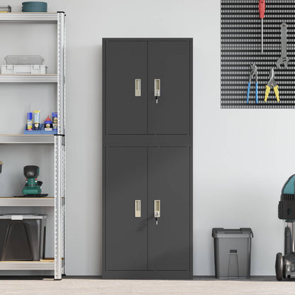 vidaXL Storage Cabinet 2 pcs Black 60 x 40 x 160 cm Steel Lockable
