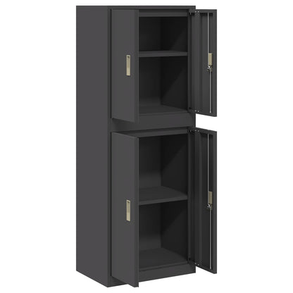 vidaXL Storage Cabinet 2 pcs Black 60 x 40 x 160 cm Steel Lockable