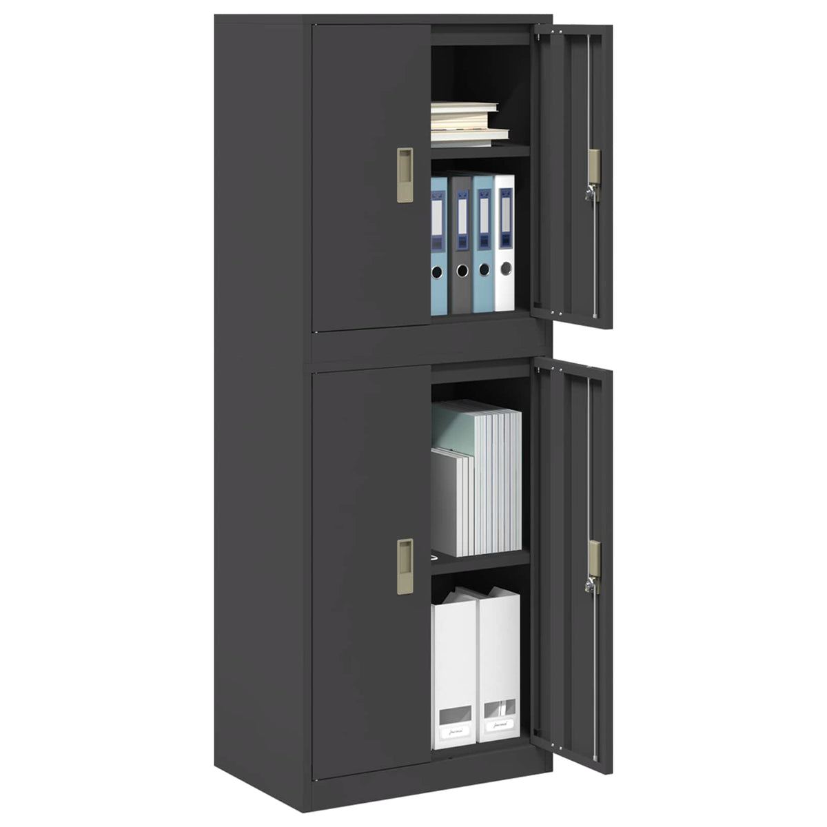vidaXL Storage Cabinet 2 pcs Black 60 x 40 x 160 cm Steel Lockable