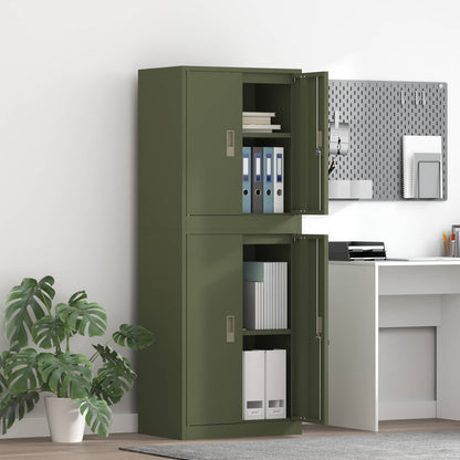 vidaXL Storage Cabinet 2 pcs Olive Green 60 x 40 x 160 cm Steel