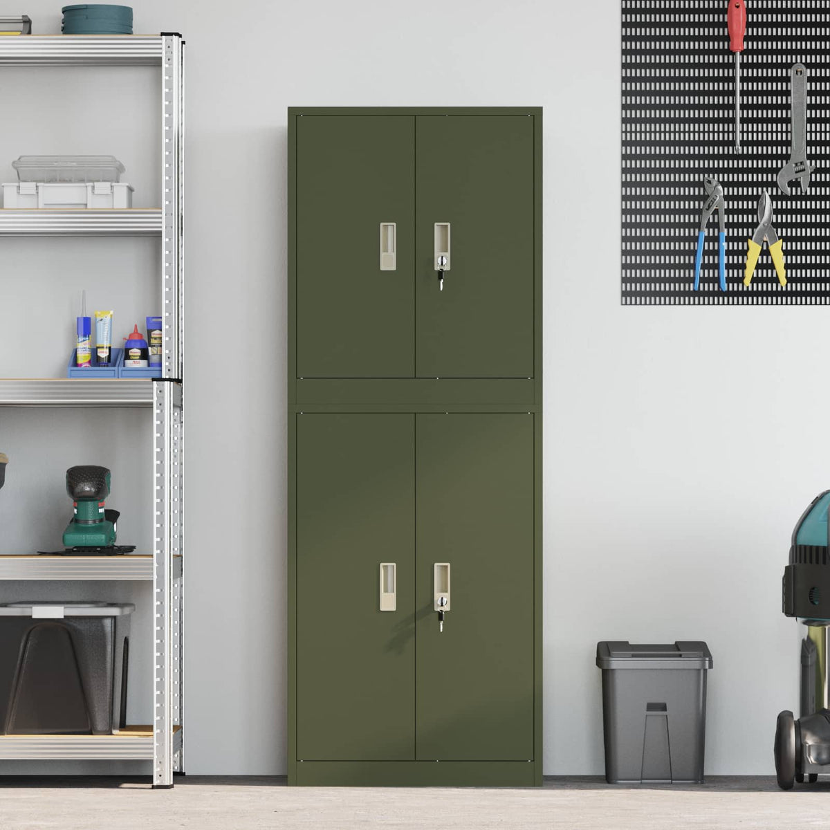 vidaXL Storage Cabinet 2 pcs Olive Green 60 x 40 x 160 cm Steel