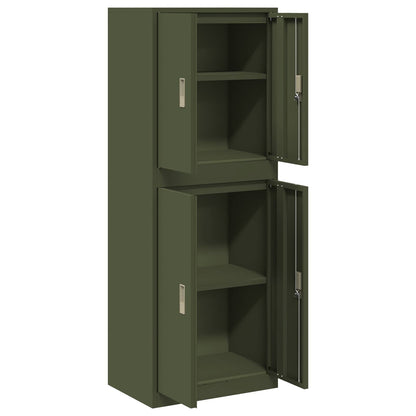 vidaXL Storage Cabinet 2 pcs Olive Green 60 x 40 x 160 cm Steel