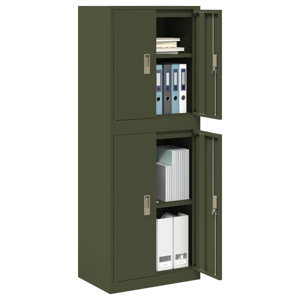 vidaXL Storage Cabinet 2 pcs Olive Green 60 x 40 x 160 cm Steel