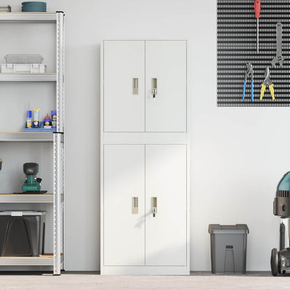 vidaXL Storage Cabinet 2 pcs White 60 x 40 x 160 cm Steel Lockable
