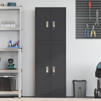 vidaXL Storage Cabinet 2 pcs Black 60 x 40 x 175 cm Steel Lockable