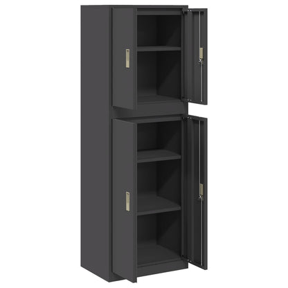 vidaXL Storage Cabinet 2 pcs Black 60 x 40 x 175 cm Steel Lockable