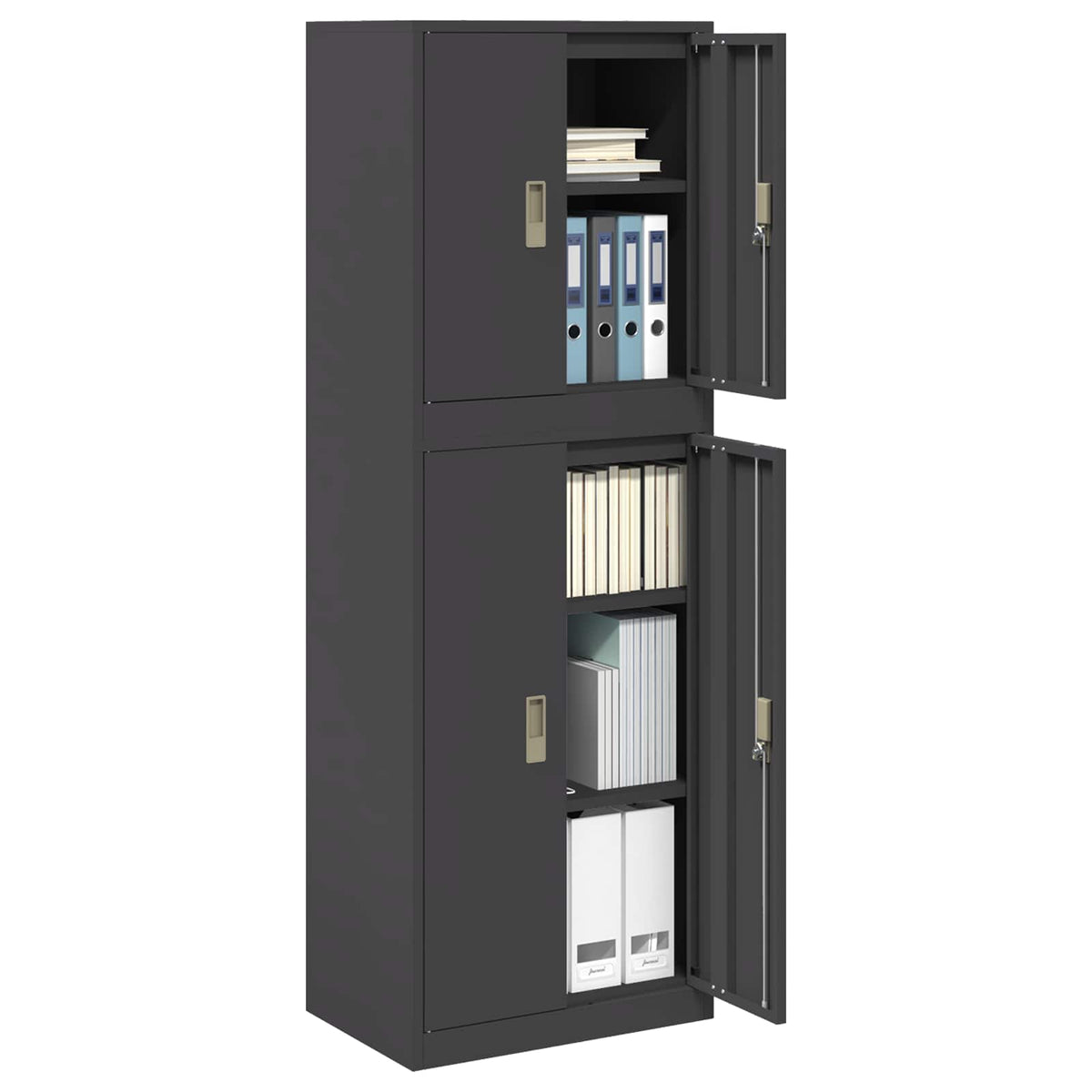 vidaXL Storage Cabinet 2 pcs Black 60 x 40 x 175 cm Steel Lockable