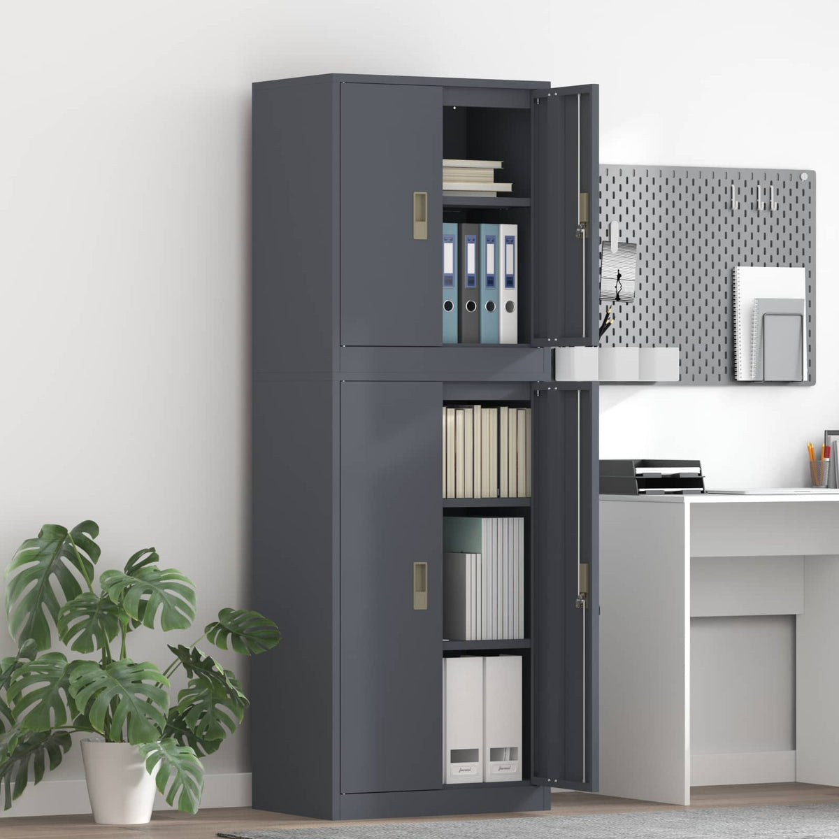 vidaXL Storage Cabinet 2 pcs Anthracite 60 x 40 x 175 cm Steel