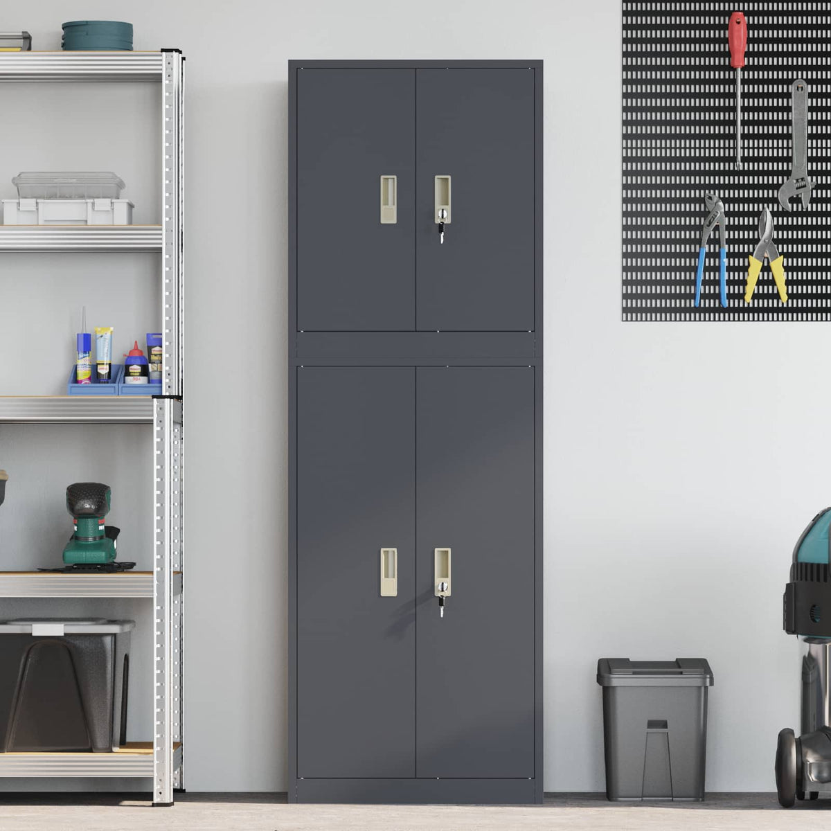 vidaXL Storage Cabinet 2 pcs Anthracite 60 x 40 x 175 cm Steel
