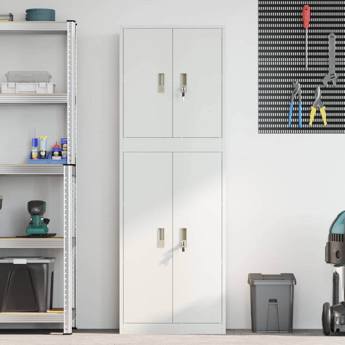 vidaXL Storage Cabinet 2 pcs White 60 x 40 x 175 cm Steel Lockable