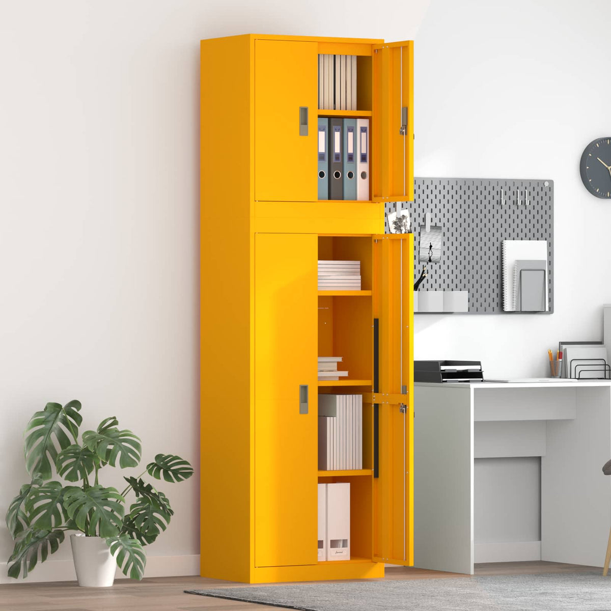 vidaXL Storage Cabinet 2 pcs Mustard Yellow 60 x 40 x 210 cm Steel
