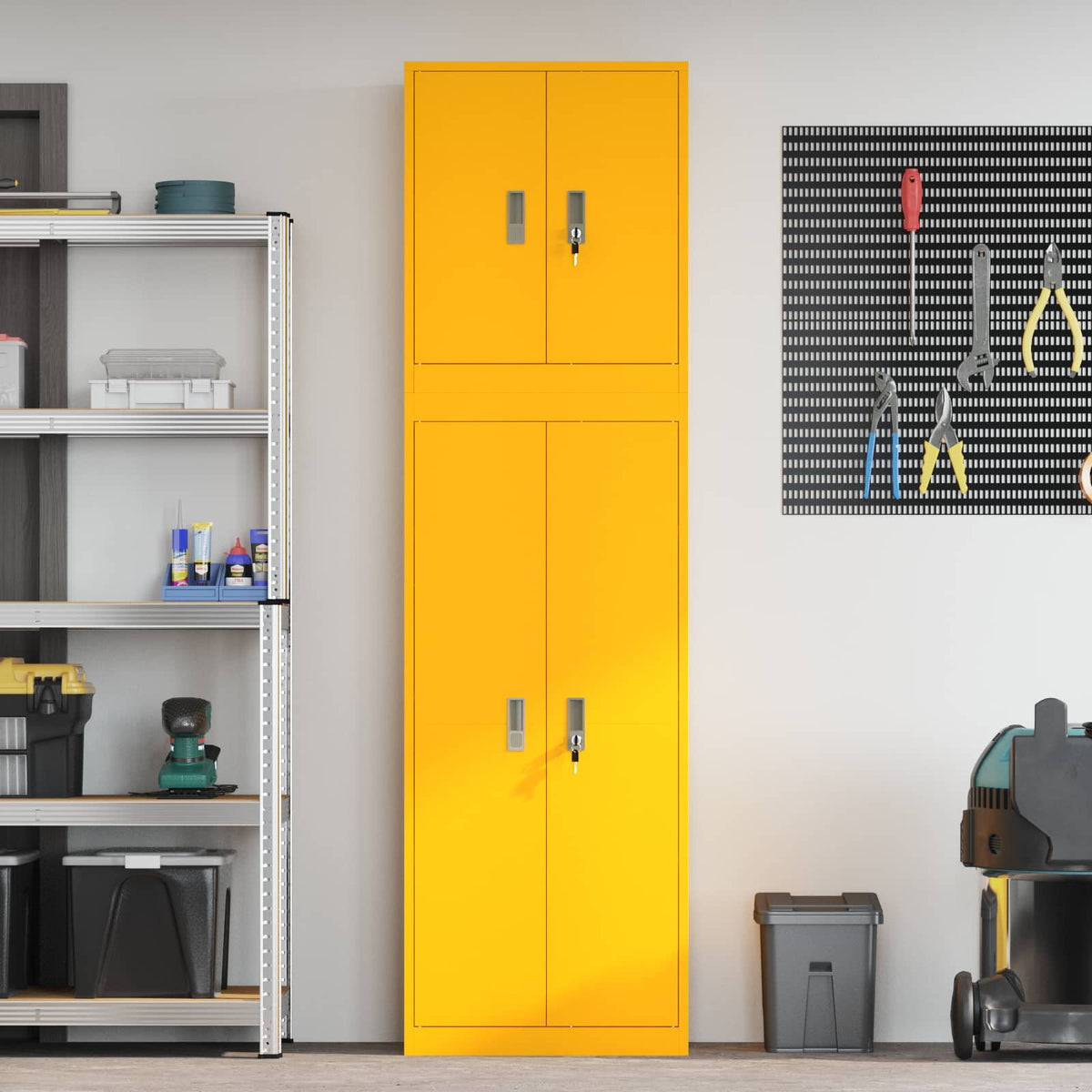 vidaXL Storage Cabinet 2 pcs Mustard Yellow 60 x 40 x 210 cm Steel