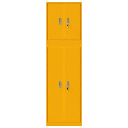 vidaXL Storage Cabinet 2 pcs Mustard Yellow 60 x 40 x 210 cm Steel