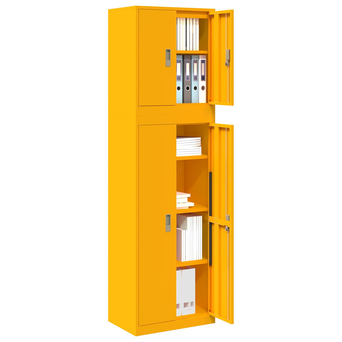 vidaXL Storage Cabinet 2 pcs Mustard Yellow 60 x 40 x 210 cm Steel