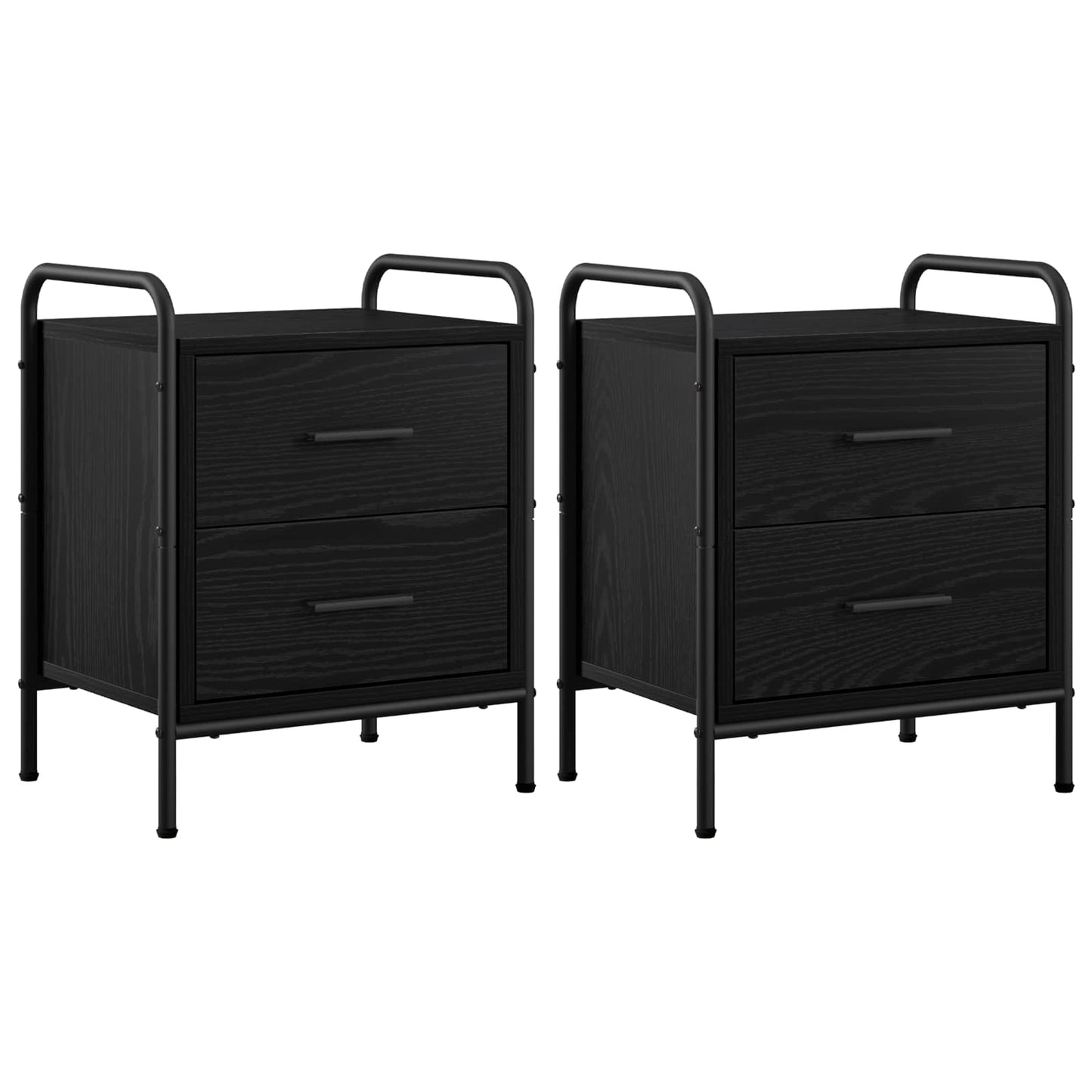 vidaXL Bedside Cabinet 2 pcs Black Oak 40 x 30 x 50 cm Engineered Wood