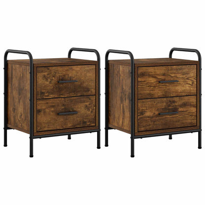 vidaXL Bedside Cabinet 2 pcs Smoked Oak 40 x 30 x 50 cm
