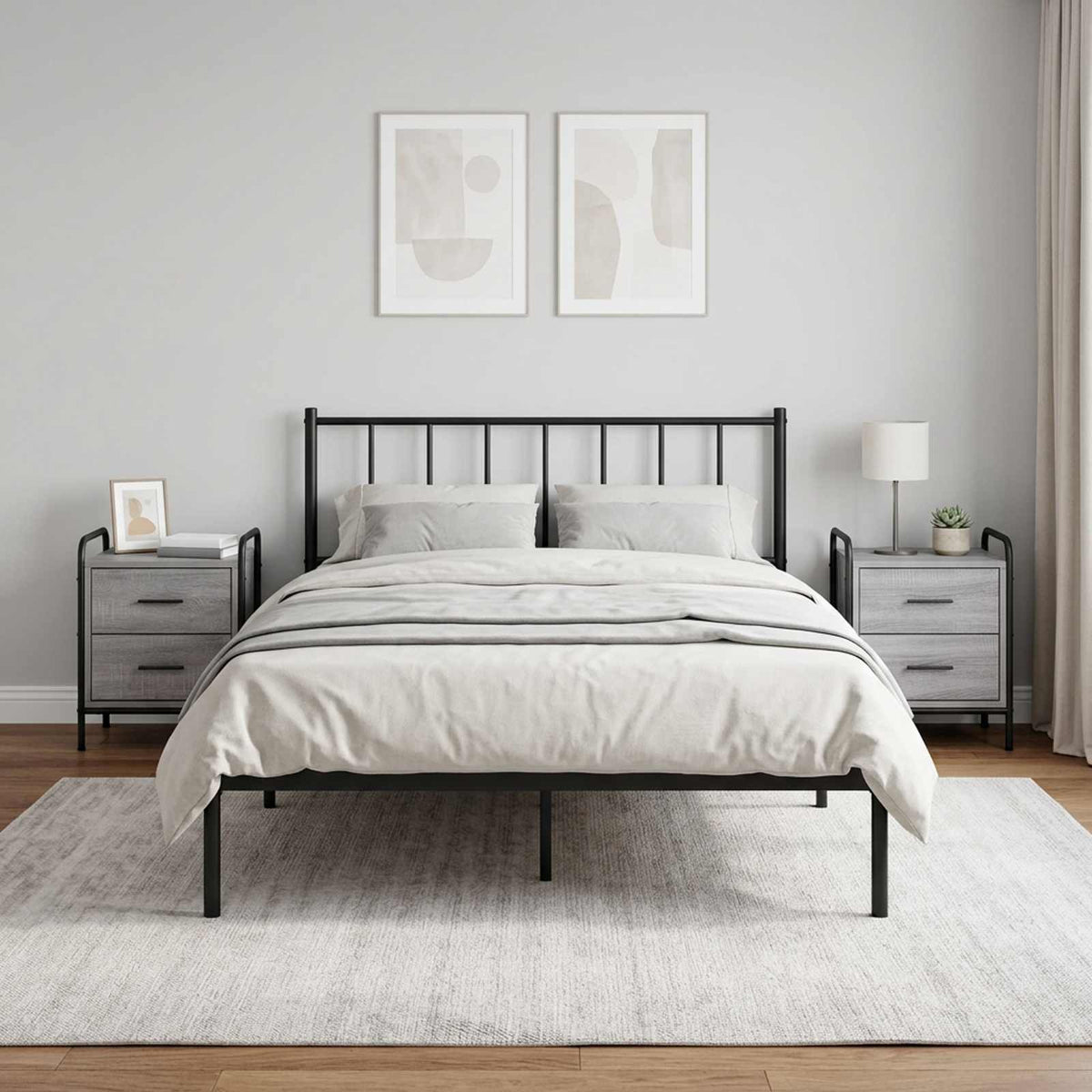 vidaXL Bedside Cabinet 2 pcs Grey Sonoma 40 x 30 x 50 cm