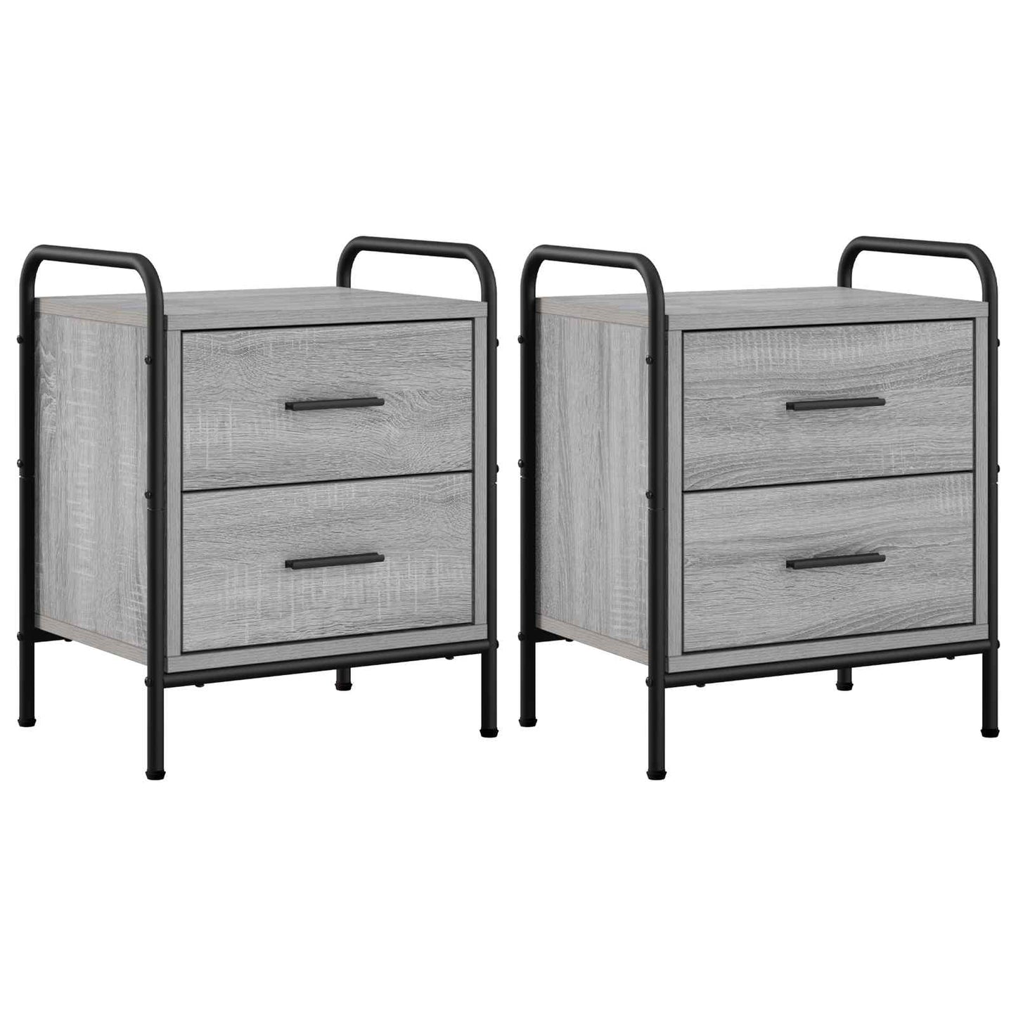 vidaXL Bedside Cabinet 2 pcs Grey Sonoma 40 x 30 x 50 cm