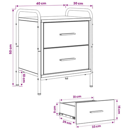 vidaXL Bedside Cabinet 2 pcs Oak Wood 40 x 30 x 50 cm Engineered Wood