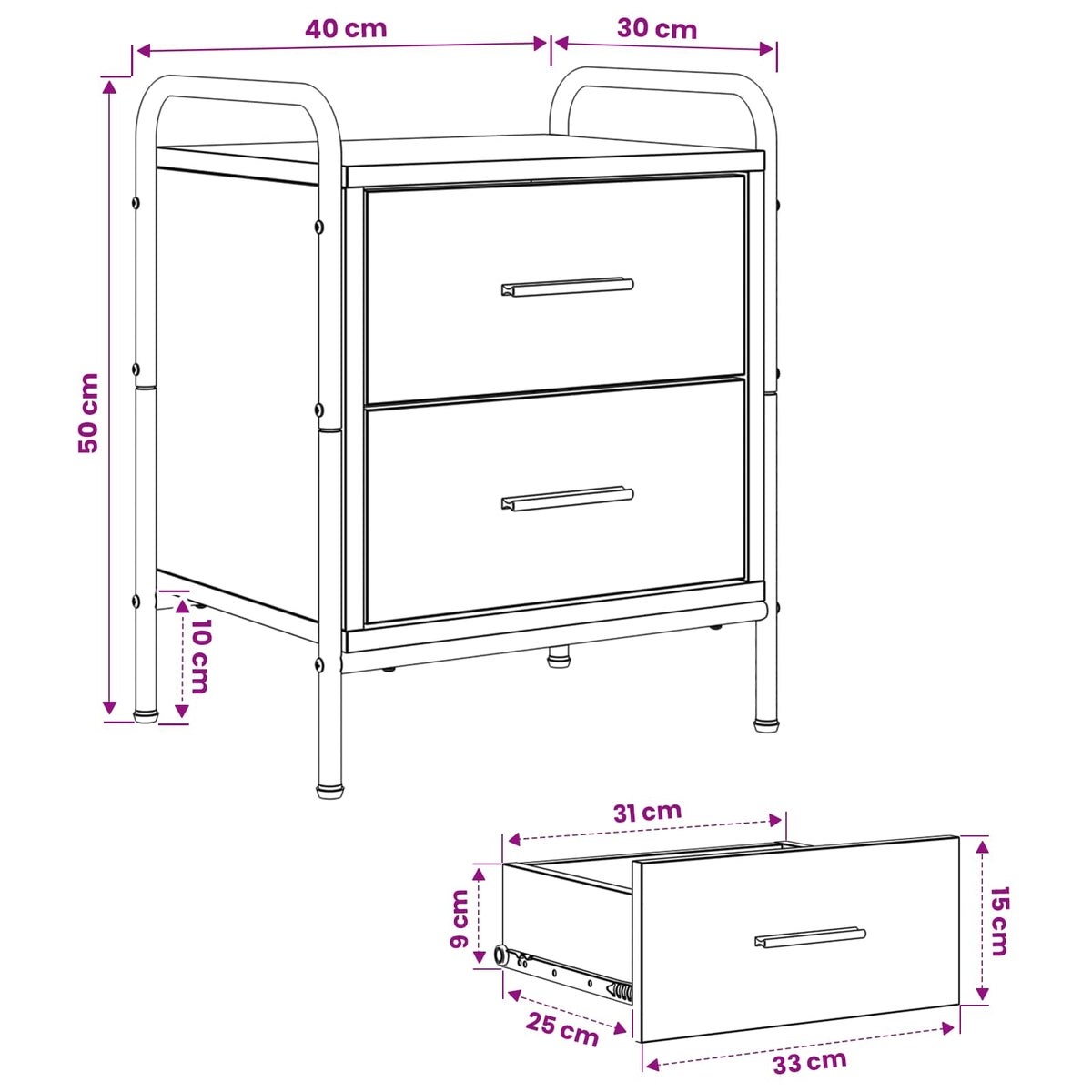 vidaXL Bedside Cabinet 2 pcs Old Wood 40 x 30 x 50 cm Engineered Wood