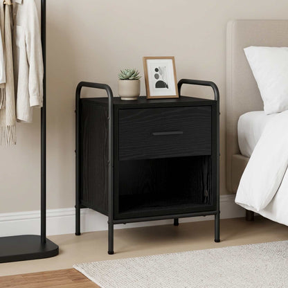 vidaXL Bedside Cabinet Black Oak 40 x 30 x 50 cm Engineered Wood