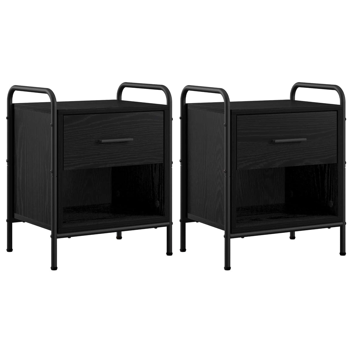vidaXL Bedside Cabinet 2 pcs Black Oak 40 x 30 x 50 cm Engineered Wood
