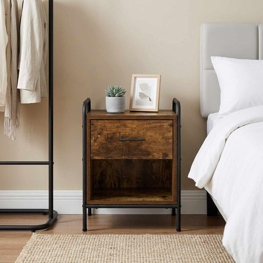 vidaXL Bedside Cabinet Smoked Oak 40 x 30 x 50 cm Engineered Wood