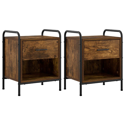 vidaXL Bedside Cabinet 2 pcs Smoked Oak 40 x 30 x 50 cm