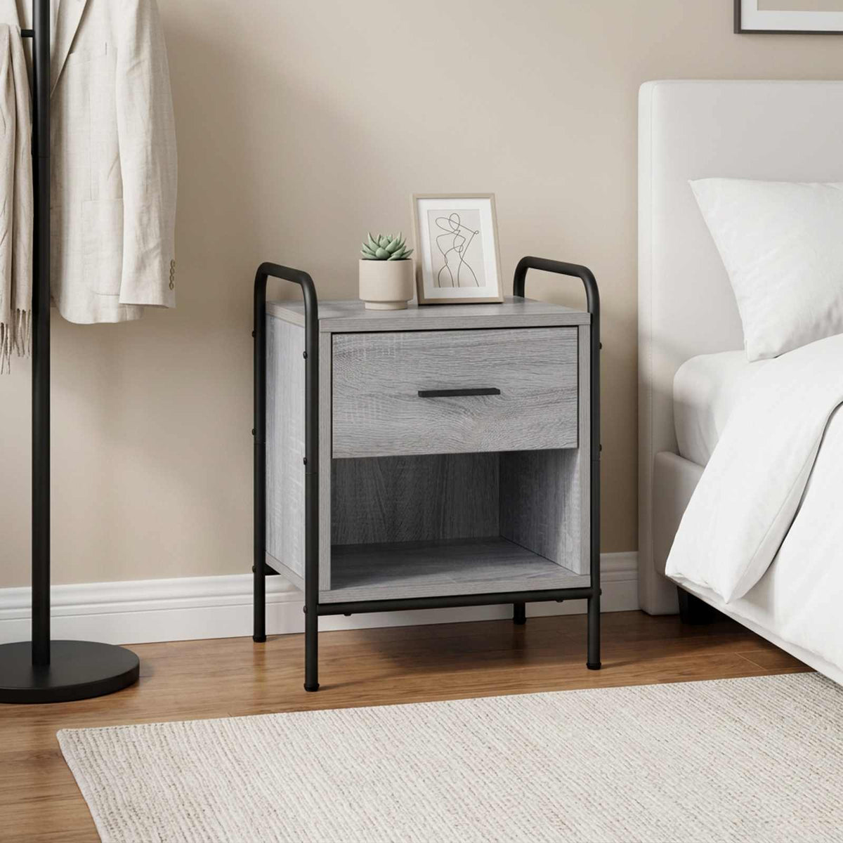 vidaXL Bedside Cabinet Grey Sonoma 40 x 30 x 50 cm Engineered Wood