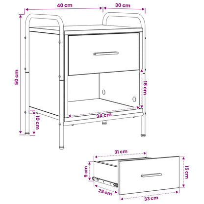vidaXL Bedside Cabinet Grey Sonoma 40 x 30 x 50 cm Engineered Wood