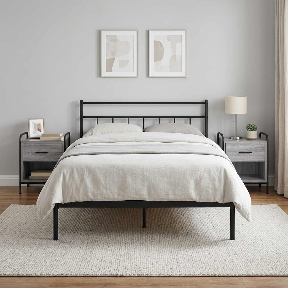 vidaXL Bedside Cabinet 2 pcs Grey Sonoma 40 x 30 x 50 cm