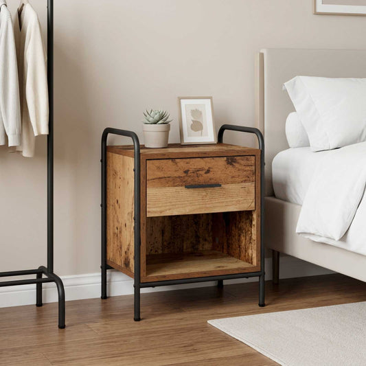vidaXL Bedside Cabinet Old Wood 40 x 30 x 50 cm Engineered Wood