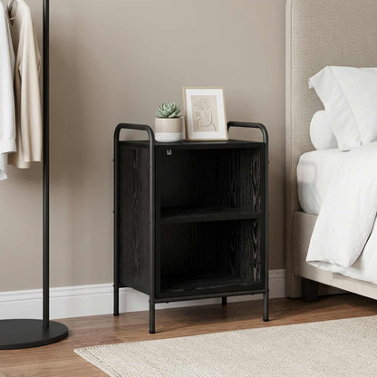 vidaXL Bedside Cabinet Black Oak 40 x 30 x 60 cm Engineered Wood