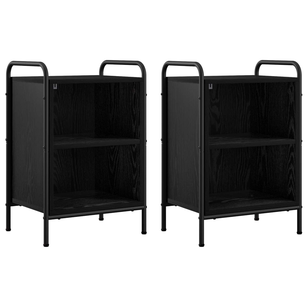 vidaXL Bedside Cabinet 2 pcs Black Oak 40 x 30 x 60 cm Engineered Wood