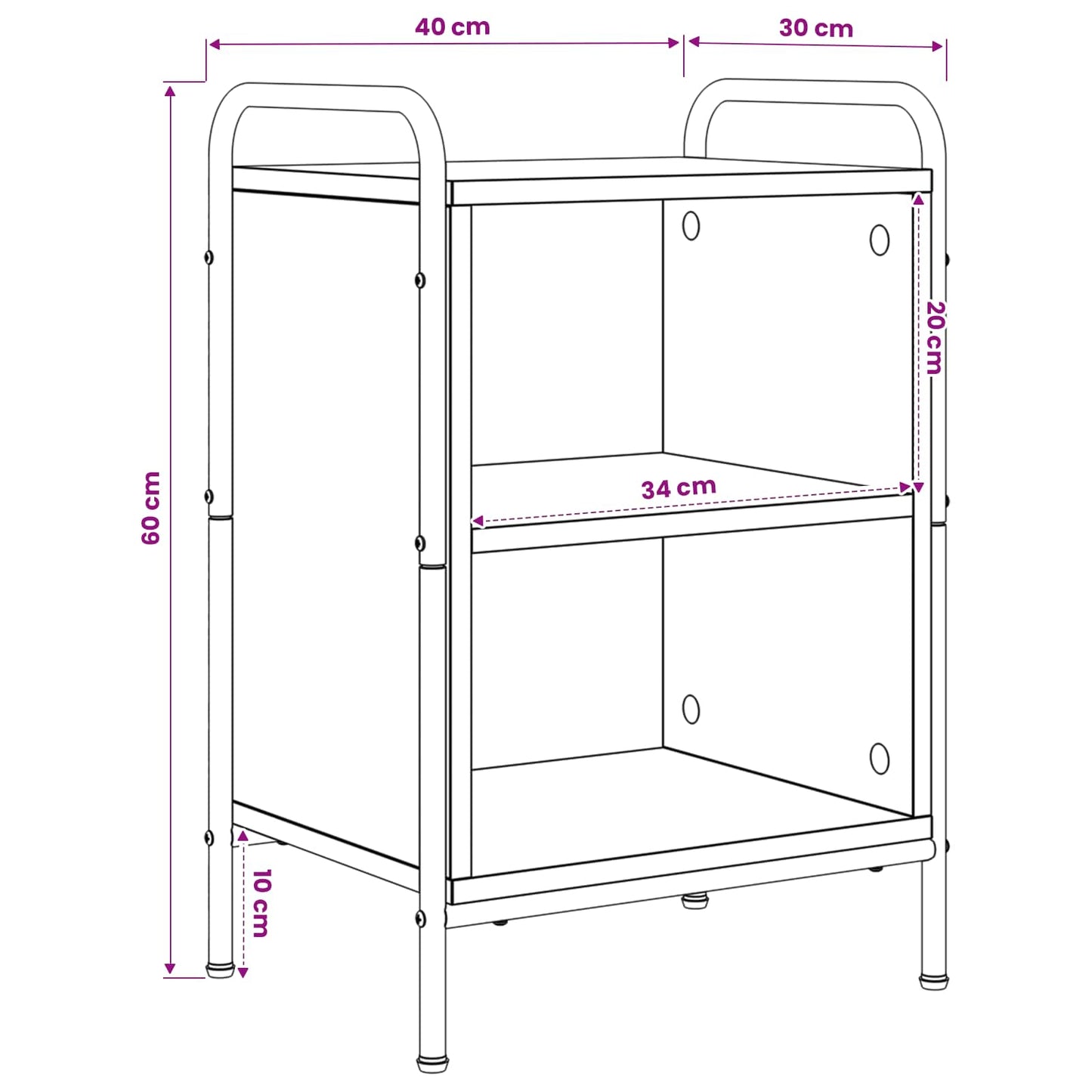 vidaXL Bedside Cabinet Smoked Oak 40 x 30 x 60 cm Engineered Wood