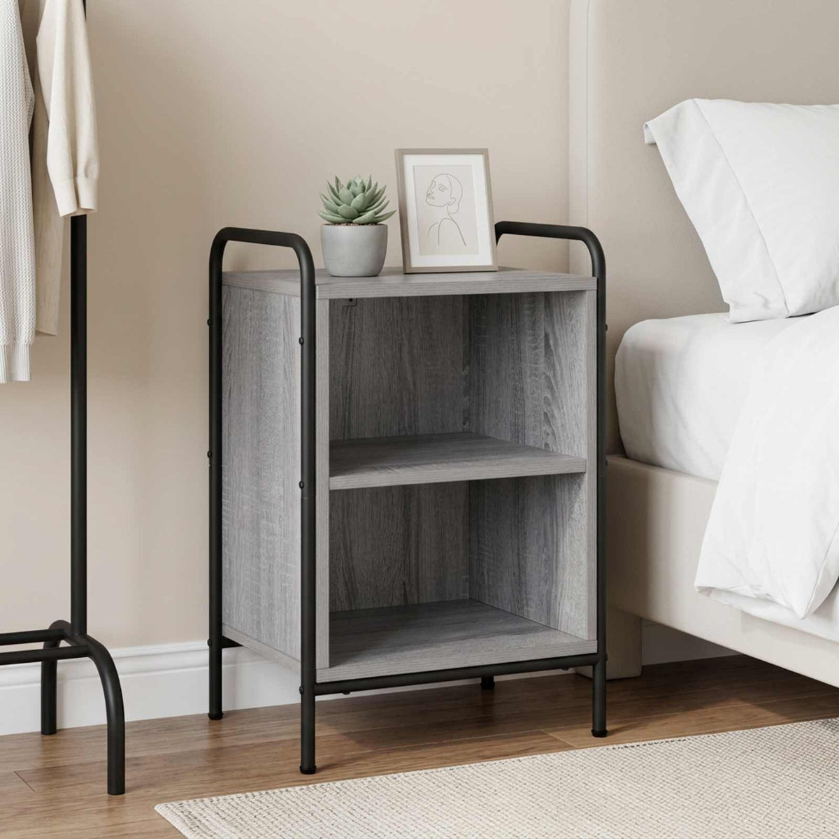 vidaXL Bedside Cabinet Grey Sonoma 40 x 30 x 60 cm Engineered Wood