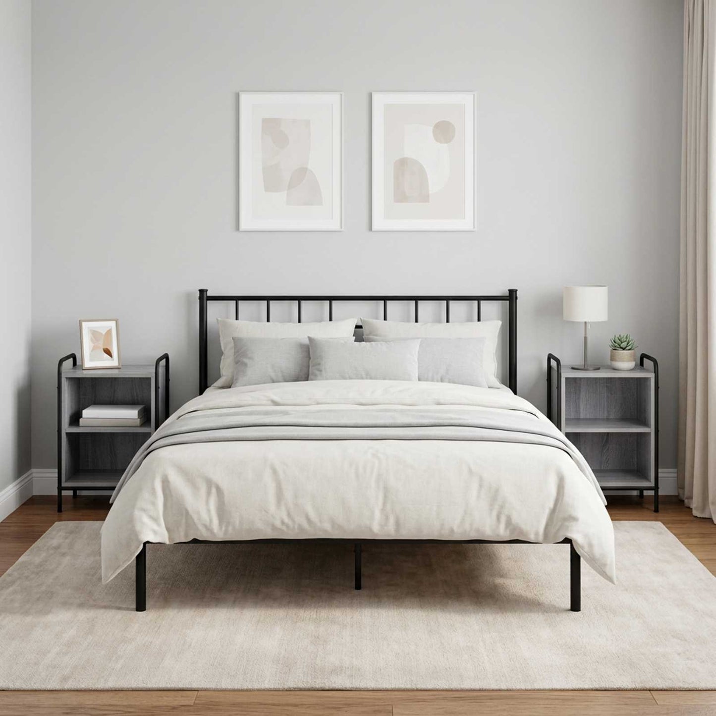 vidaXL Bedside Cabinet 2 pcs Grey Sonoma 40 x 30 x 60 cm