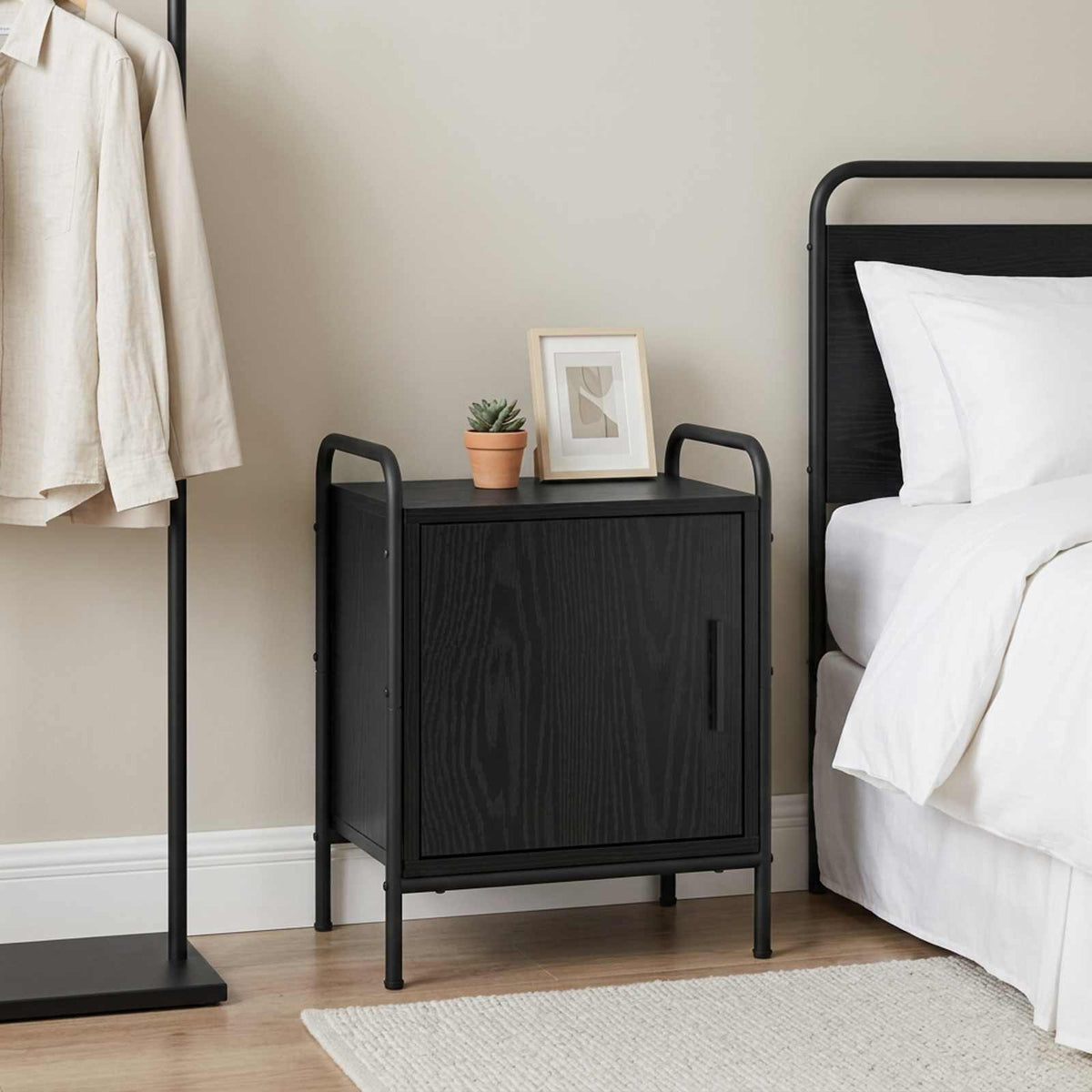 vidaXL Bedside Cabinet Black Oak 40 x 30 x 50 cm Engineered Wood