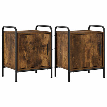 vidaXL Bedside Cabinet 2 pcs Smoked Oak 40 x 30 x 50 cm