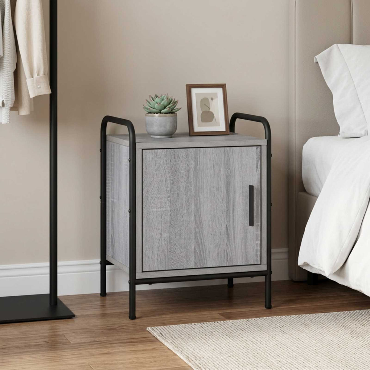 vidaXL Bedside Cabinet Grey Sonoma 40 x 30 x 50 cm Engineered Wood