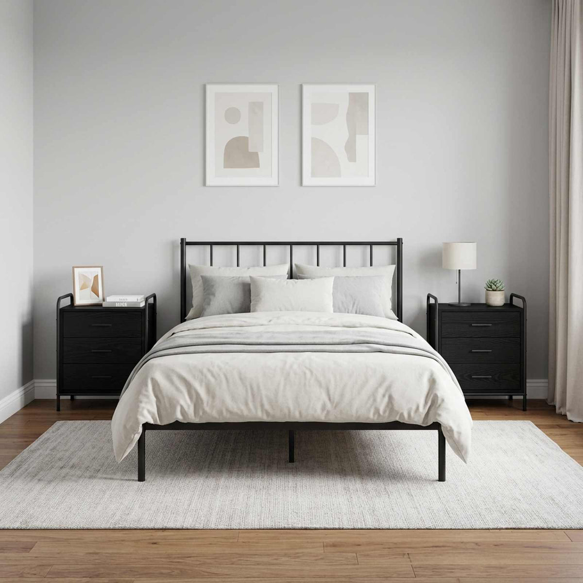 vidaXL Bedside Cabinet 2 pcs Black Oak 48 x 36.5 x 60 cm