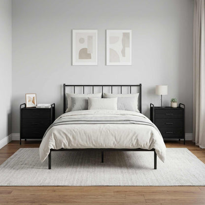 vidaXL Bedside Cabinet 2 pcs Black Oak 48 x 36.5 x 60 cm
