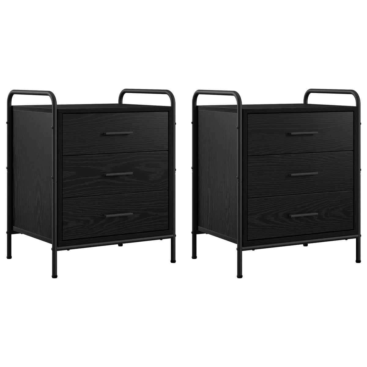 vidaXL Bedside Cabinet 2 pcs Black Oak 48 x 36.5 x 60 cm