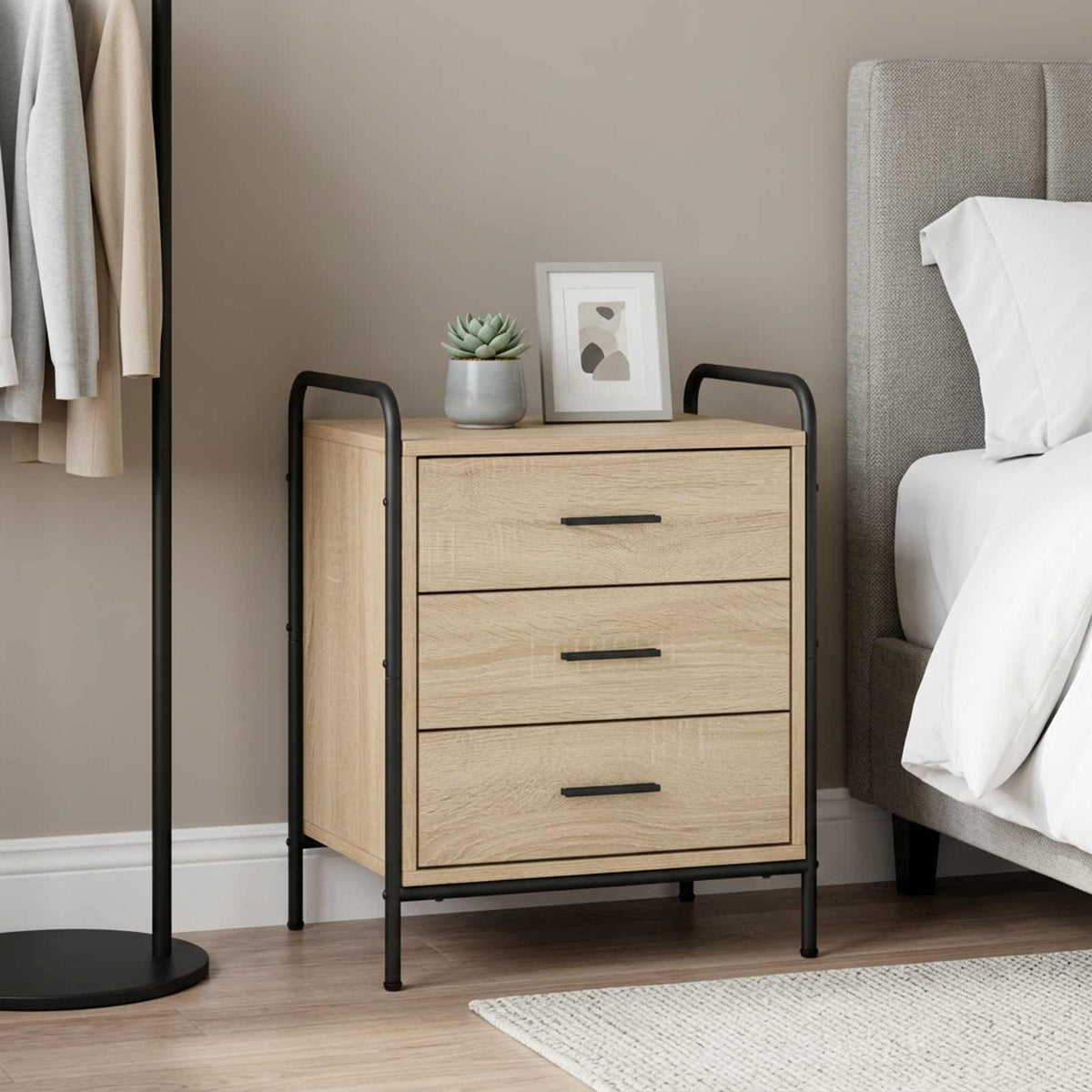vidaXL Bedside Cabinet Sonoma Oak 48 x 36.5 x 60 cm Engineered Wood