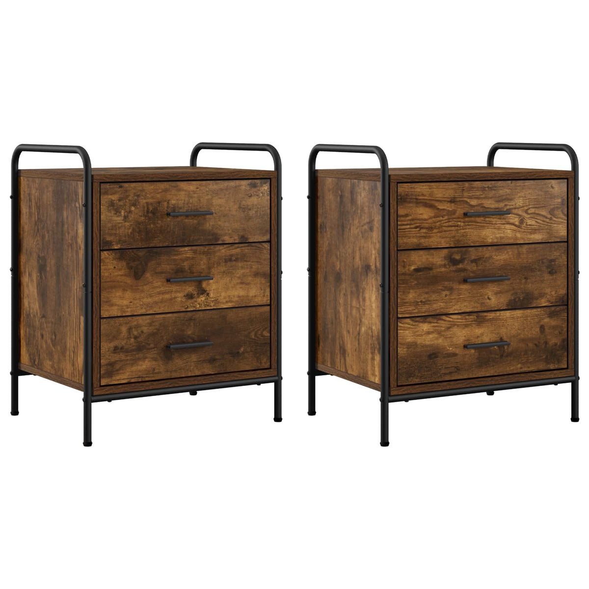 vidaXL Bedside Cabinet 2 pcs Smoked Oak 48 x 36.5 x 60 cm