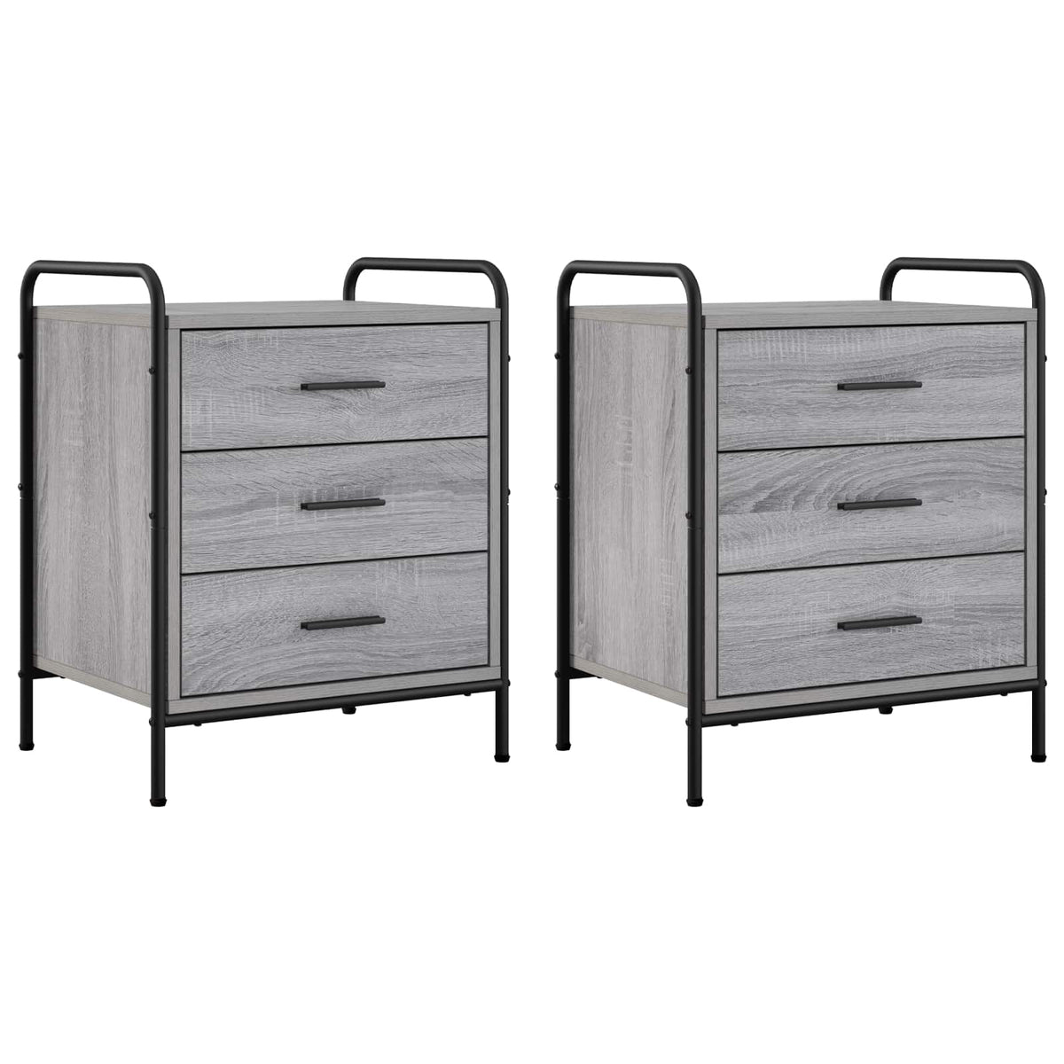 vidaXL Bedside Cabinet 2 pcs Grey Sonoma 48 x 36.5 x 60 cm