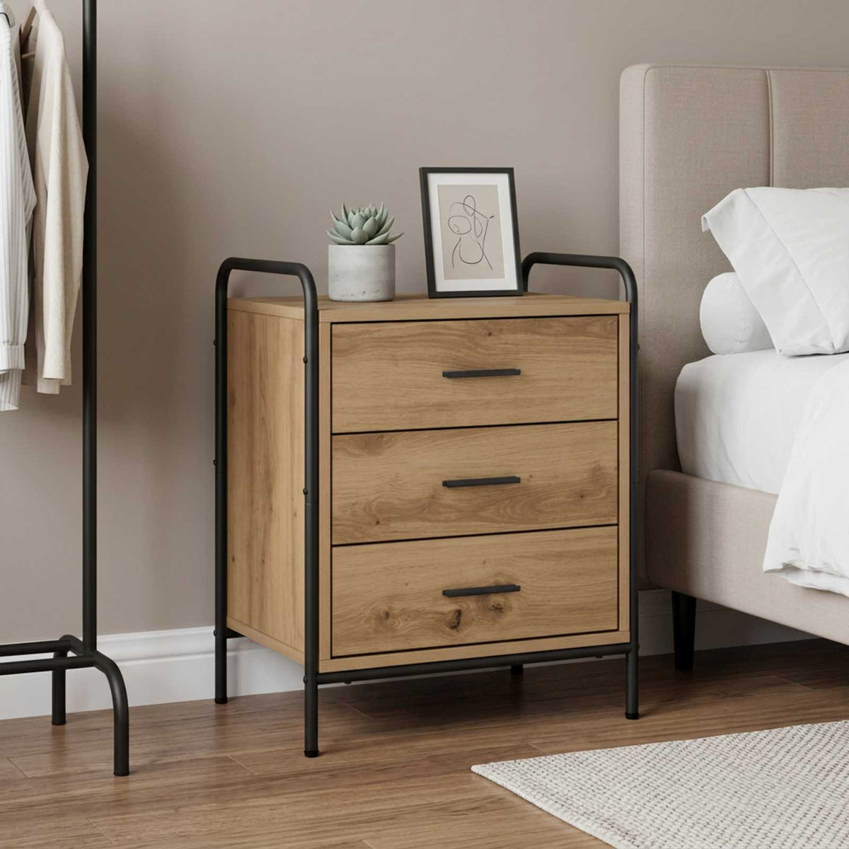vidaXL Bedside Cabinet Artisan Oak 48 x 36.5 x 60 cm Engineered Wood